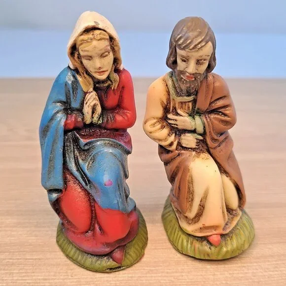 Vtg Nativity Set 9 Figurines Germany Christmas Jesus Mary Joseph Wise Men Lamb - Picture 4 of 9